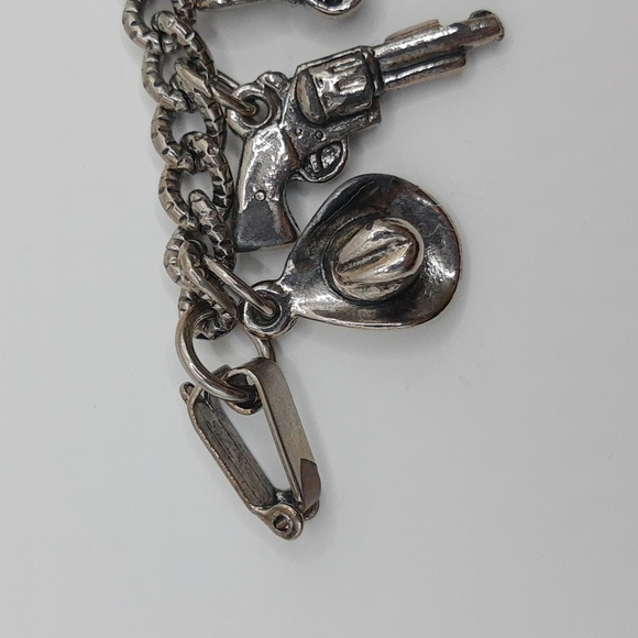 Western Southwestern Ten Charm Bracelet Boot Horse Cactus Stallion VTG *FLAWS* - Picture 5 of 17